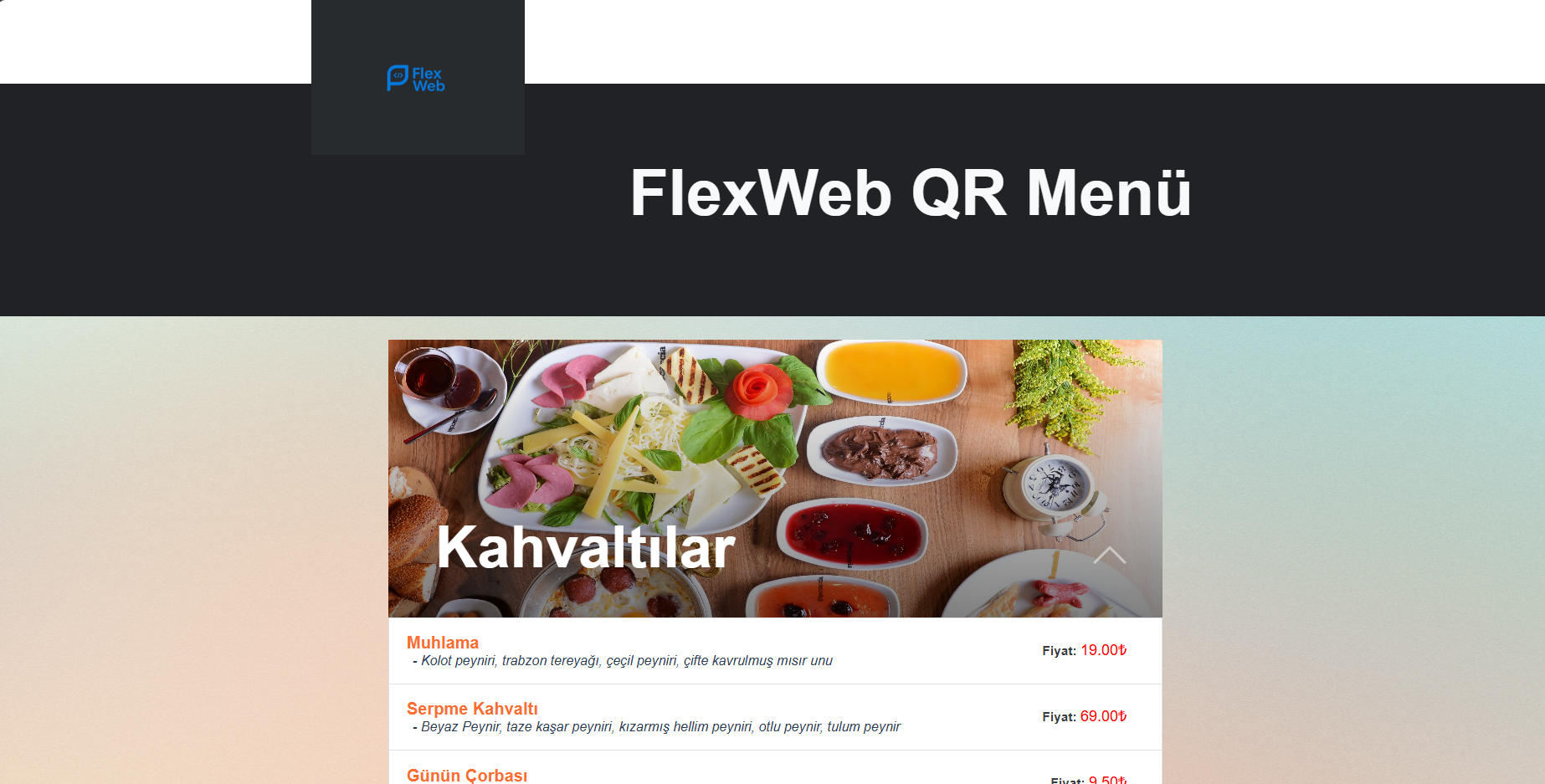 QR Menü Teması V10