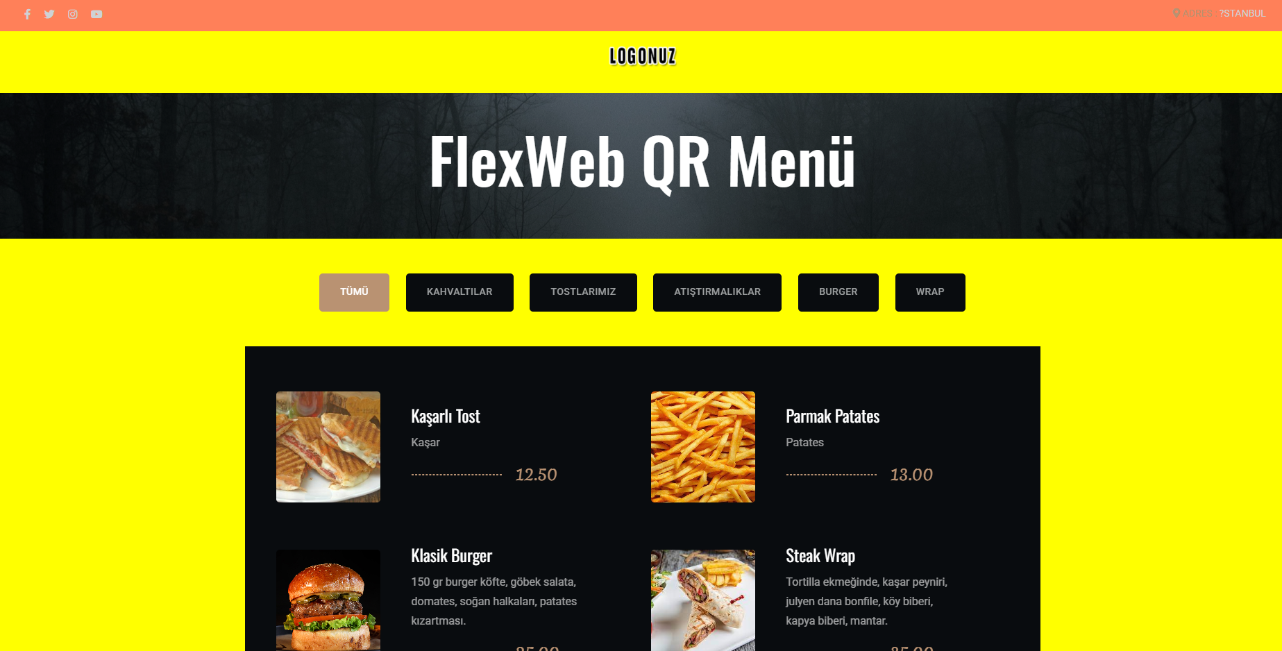 QR Menü Teması V12